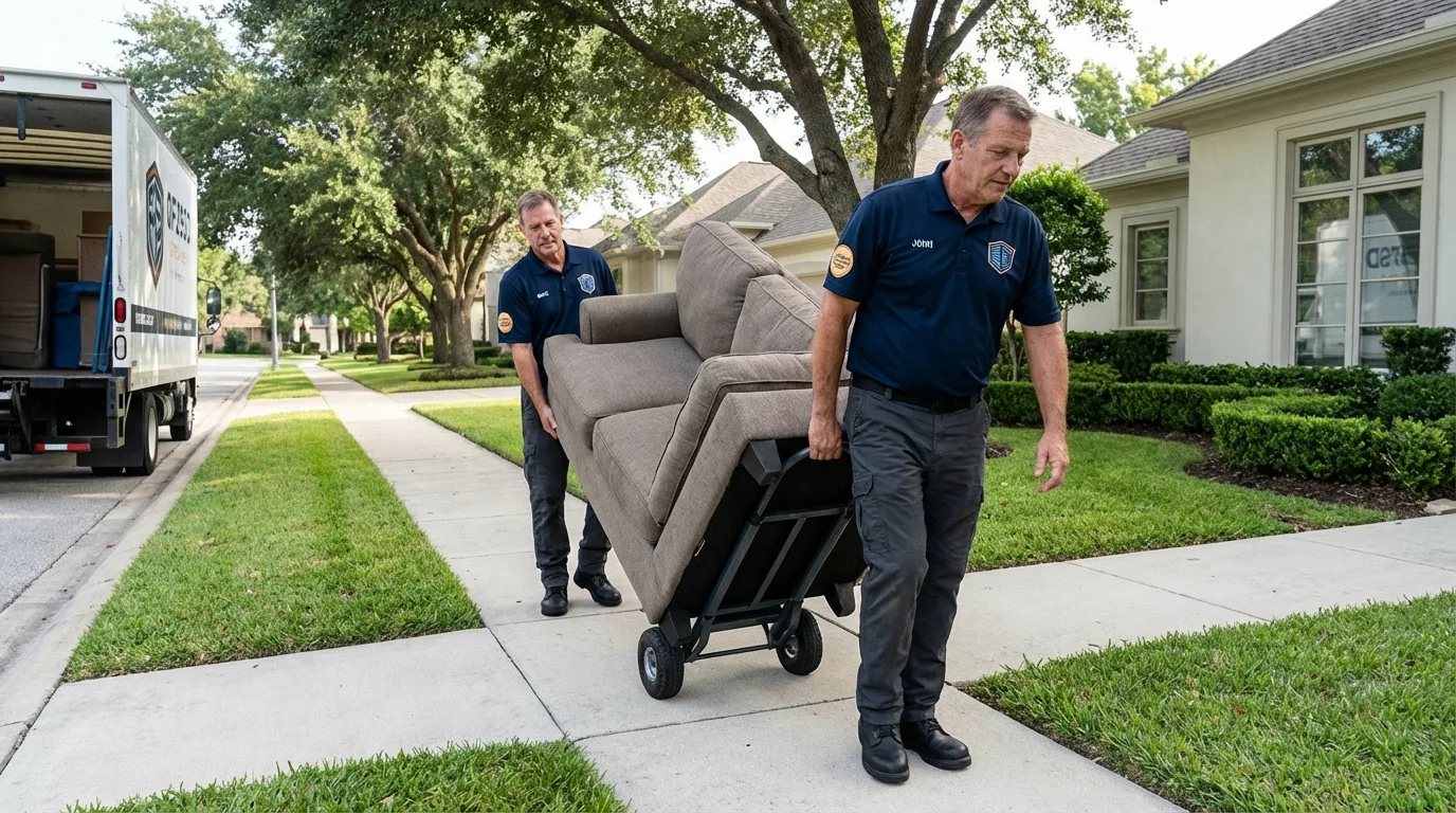 Local residential moving crew loading furniture in Red Bluff, CA